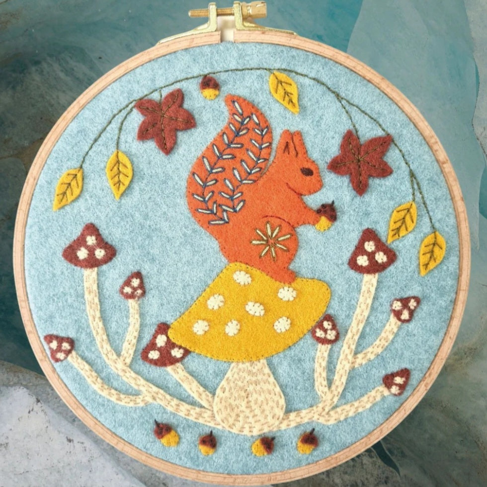 Folk Squirrel Appliqué Hoop Kit
