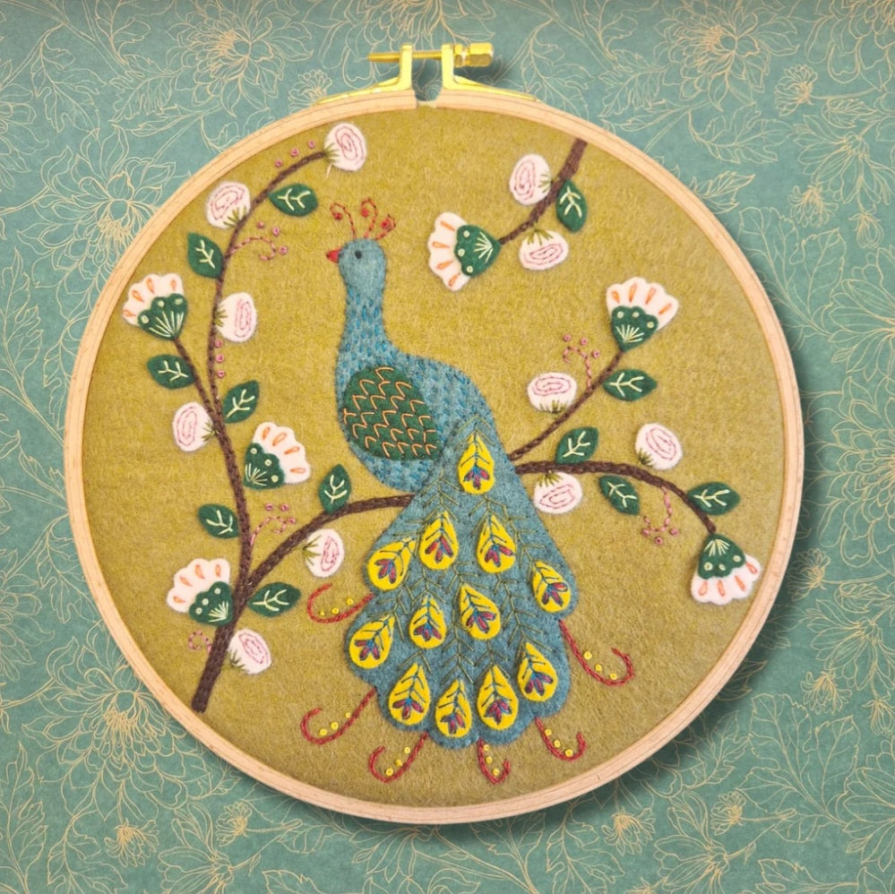 Flamboyant Peacock Appliqué Hoop Kit