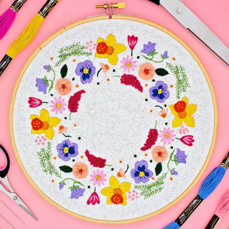 Spring Wreath Embroidery Kit
