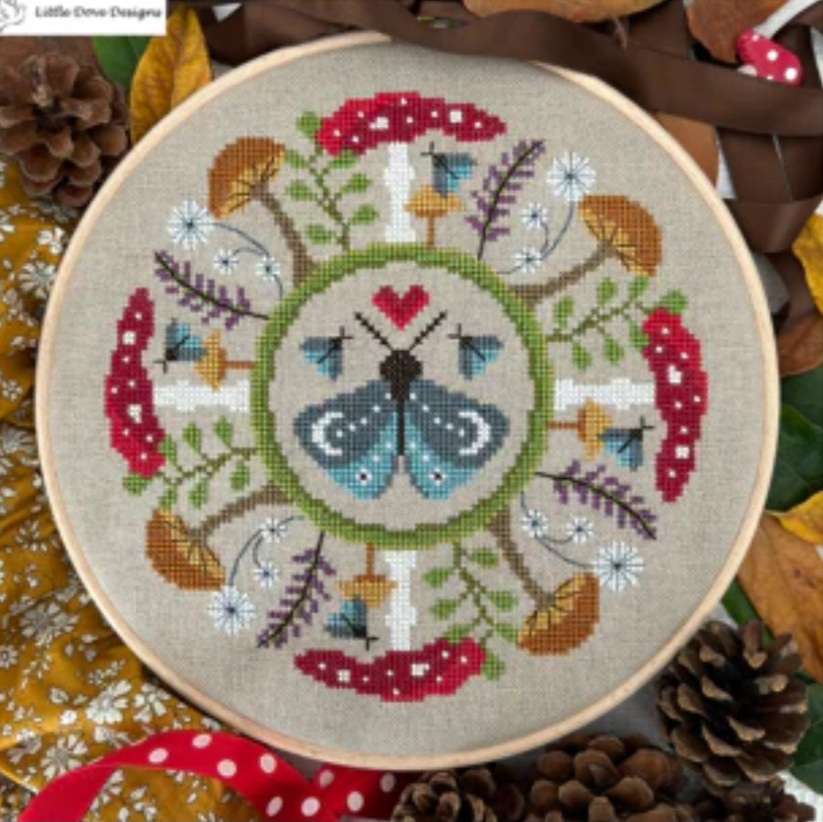 Moth and Mushroom Cross Stitch Kit