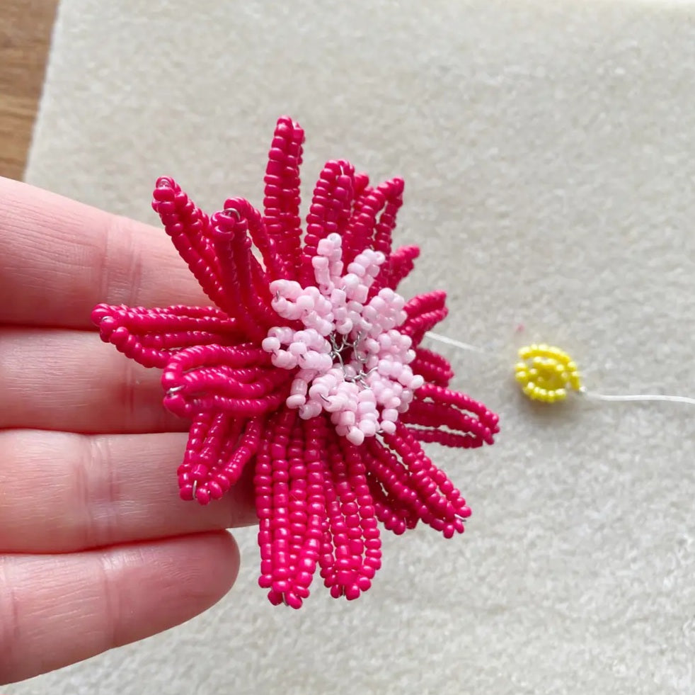 Gerbera (Pink) Beaded Flower Kit