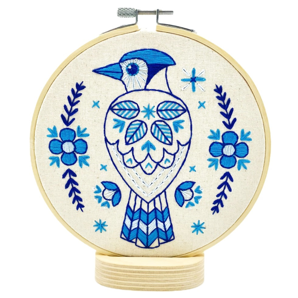 Folk Blue Jay Embroidery Kit
