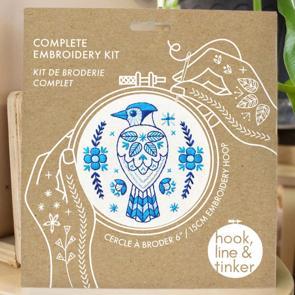 Folk Blue Jay Embroidery Kit