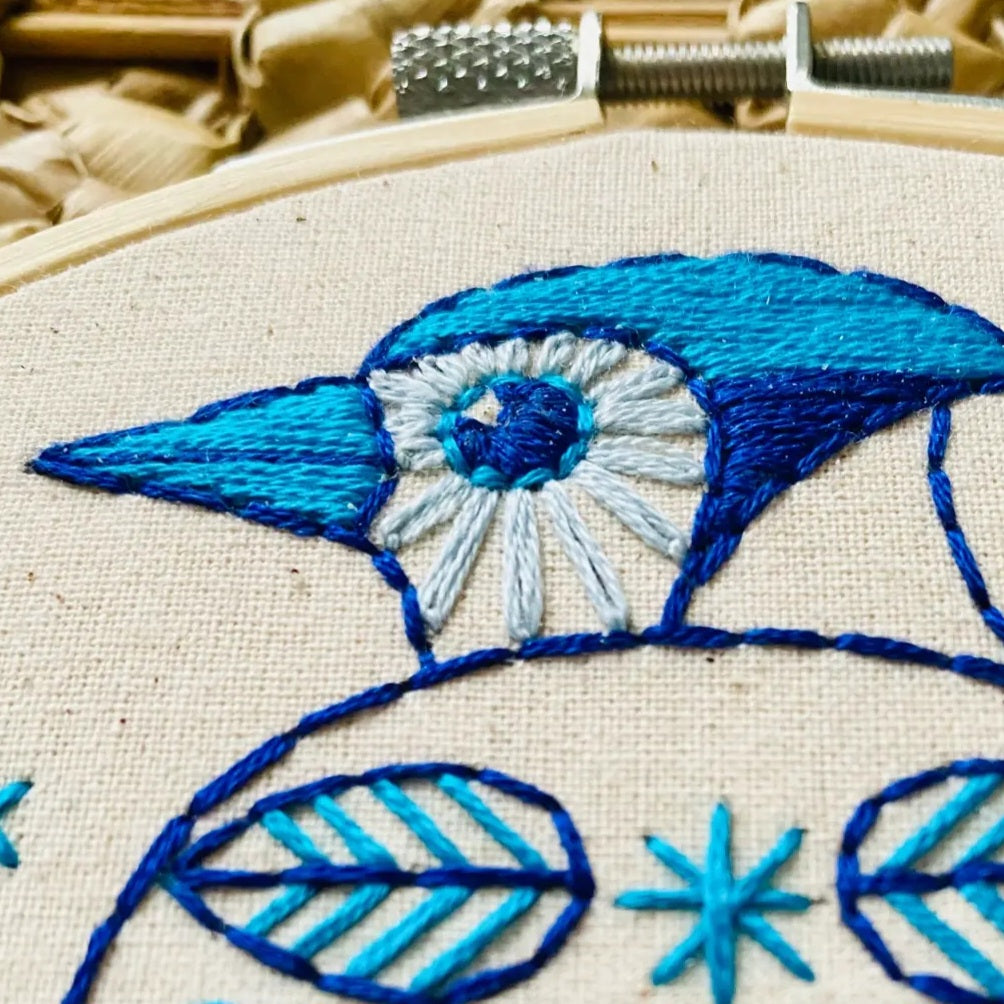 Folk Blue Jay Embroidery Kit