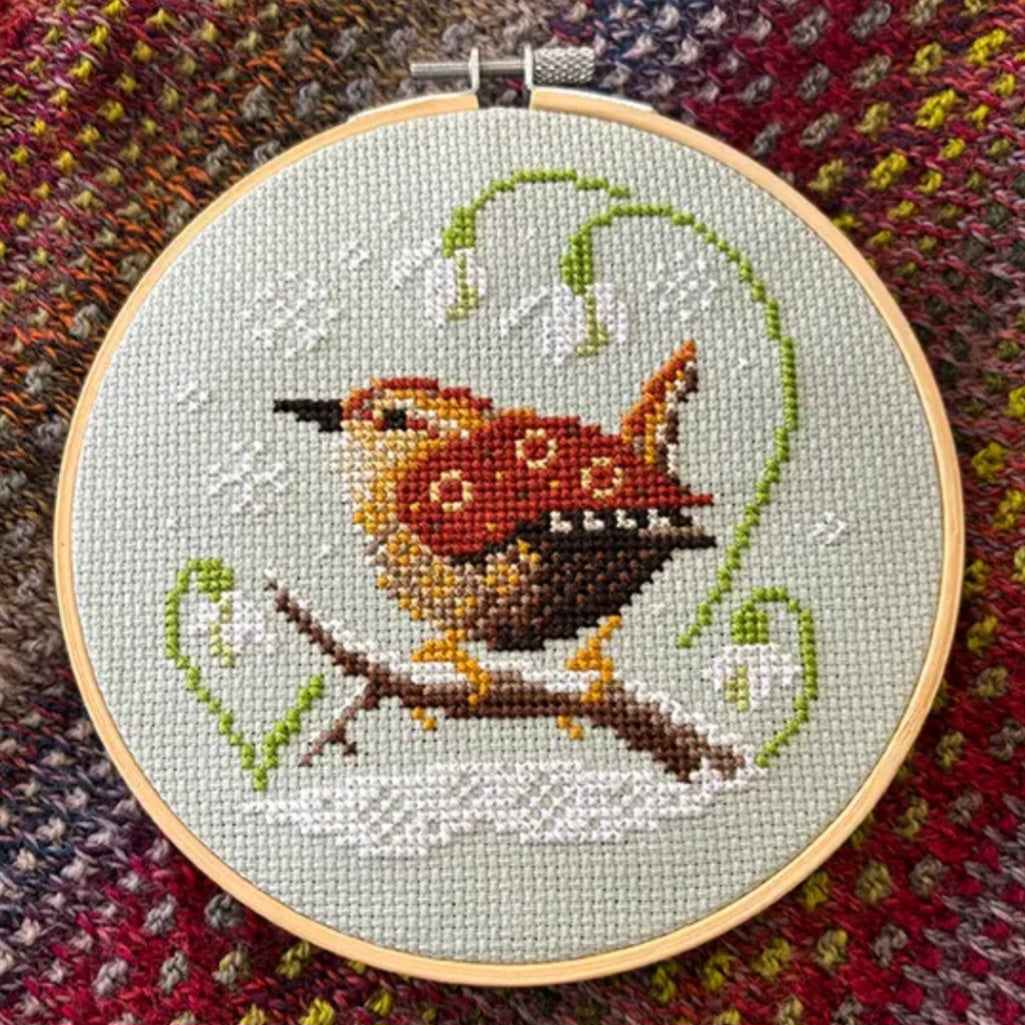 Wren and Snowdrops Cross Stitch Kit