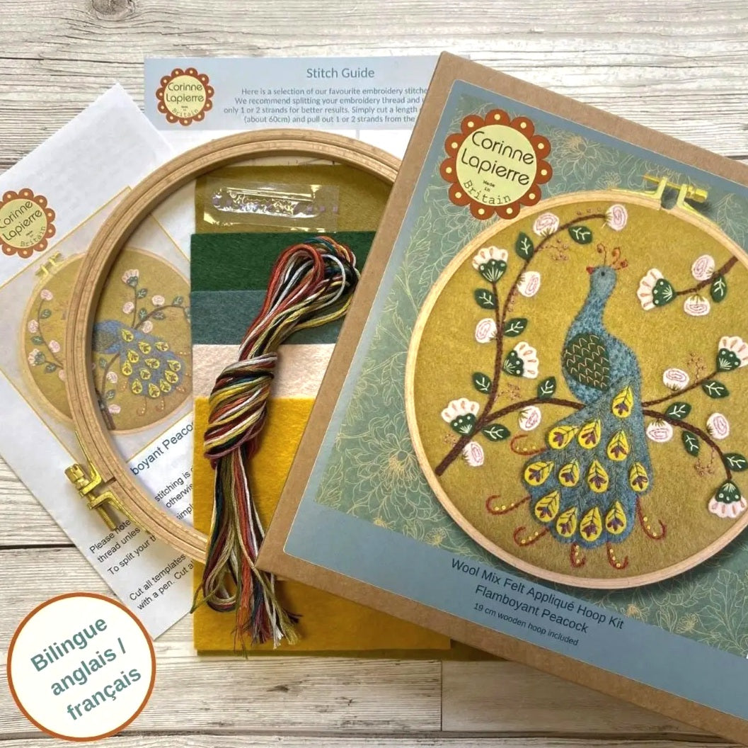 Flamboyant Peacock Appliqué Hoop Kit