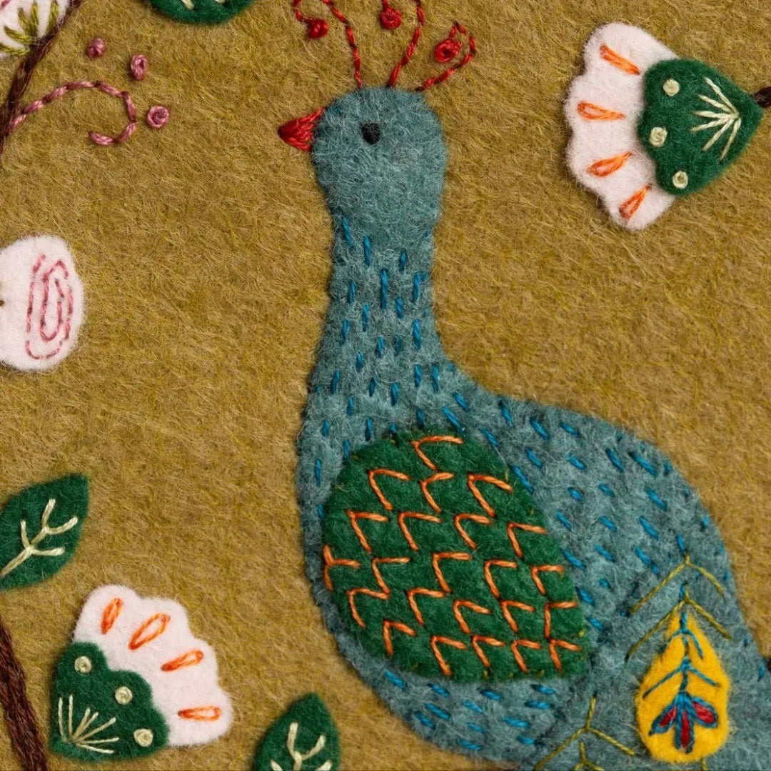 Flamboyant Peacock Appliqué Hoop Kit