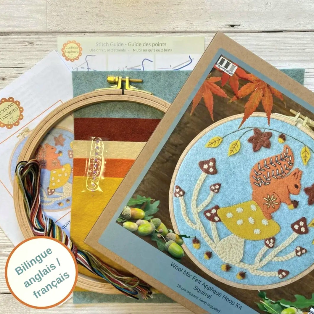 Folk Squirrel Appliqué Hoop Kit