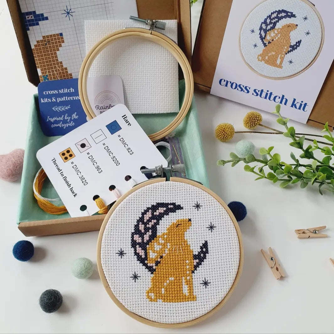 Hare and Moon Cross Stitch Kit