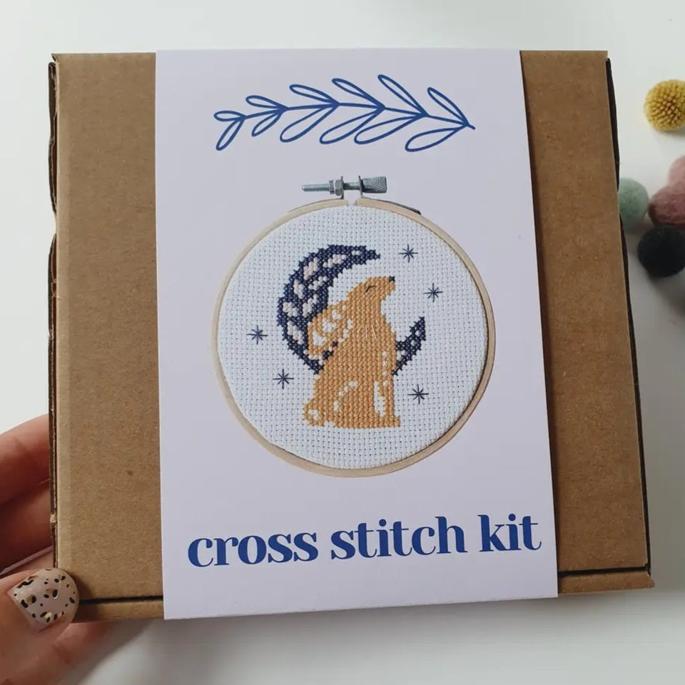 Hare and Moon Cross Stitch Kit