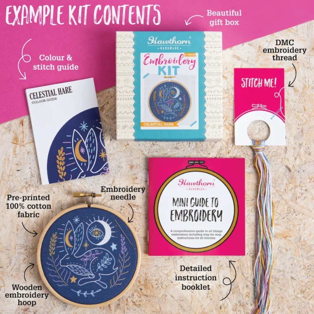 Celestial Deer Embroidery Mini Kit