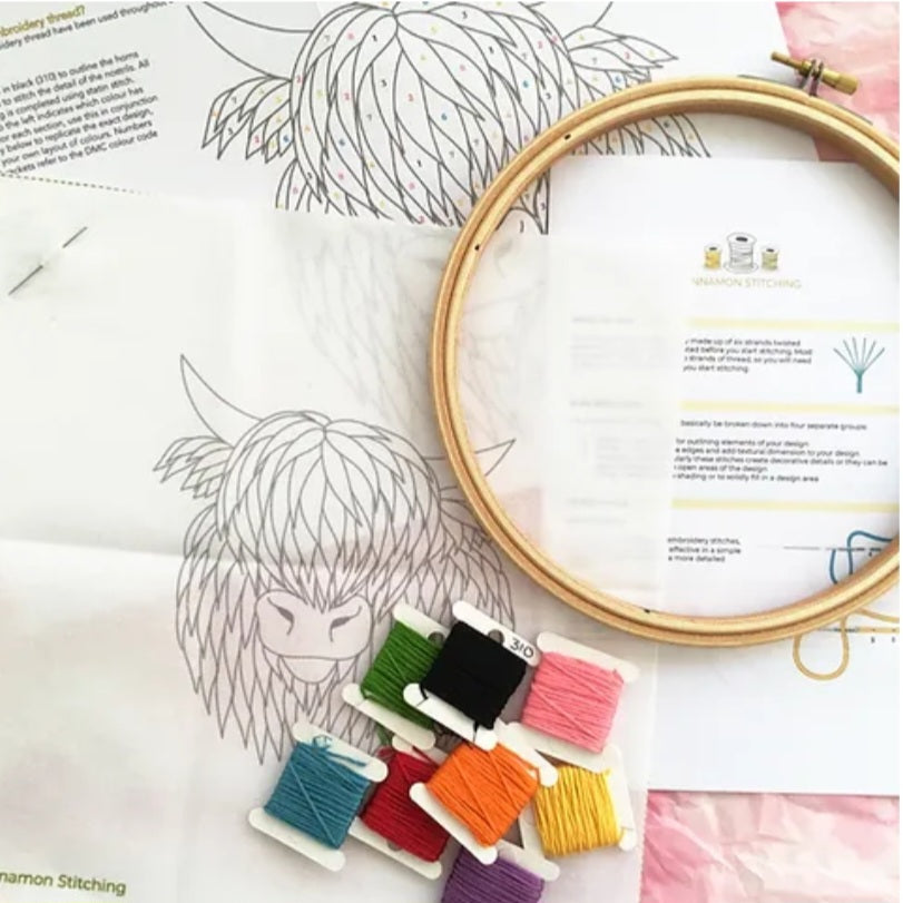 Highland Cow Embroidery Kit