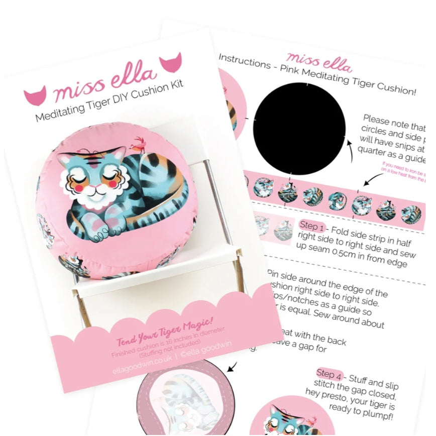 Meditating Pink Tiger Cushion Kit