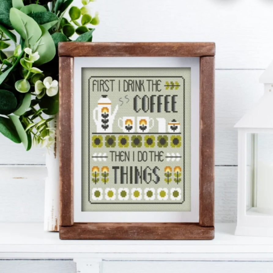 Coffee First Cross Stitch Kit