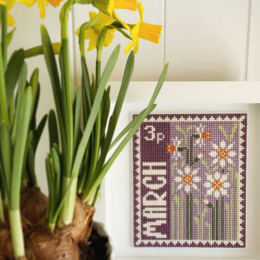 March Birth Month Stamp Cross Stitch Kit