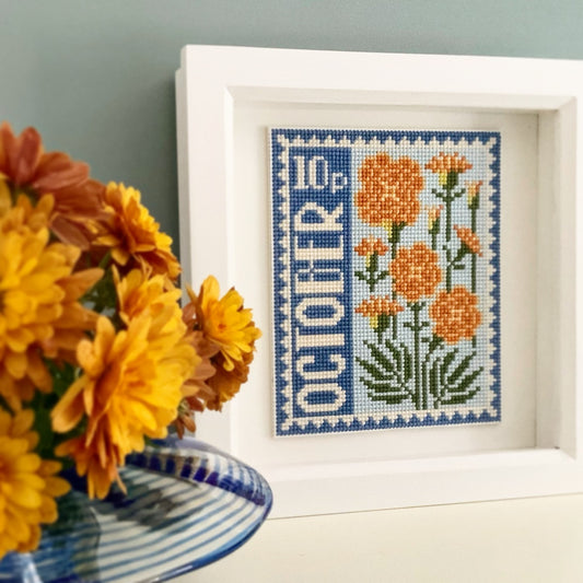 October Birth Month Stamp Cross Stitch Kit
