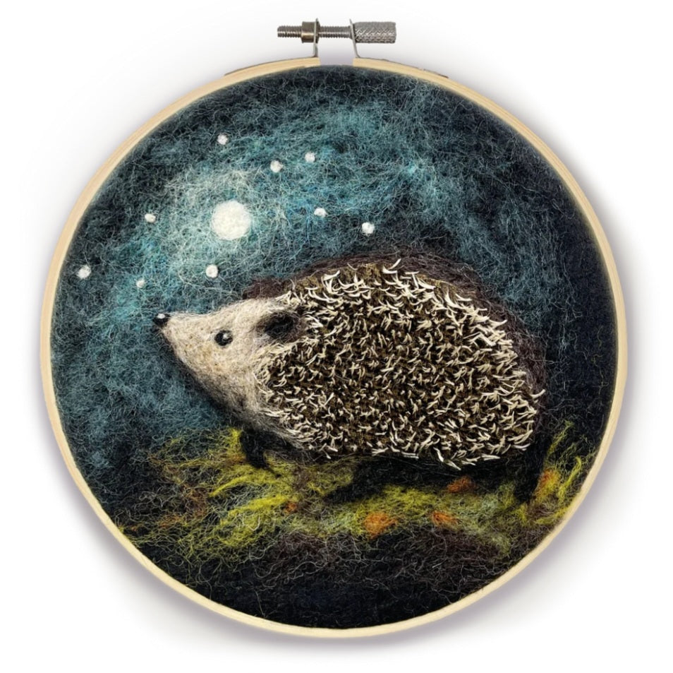 Hedgehog Needle Felting Hoop Kit