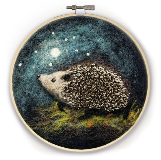 Hedgehog Needle Felting Hoop Kit