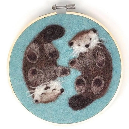Otters Needle Felting Hoop Kit