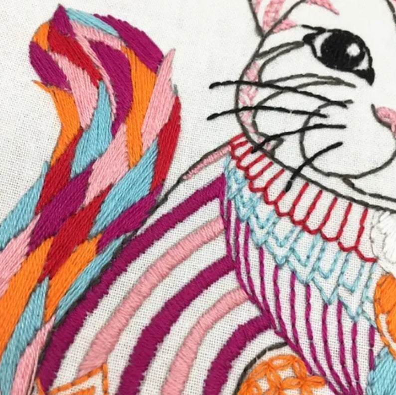 Sitting Cat Embroidery Kit