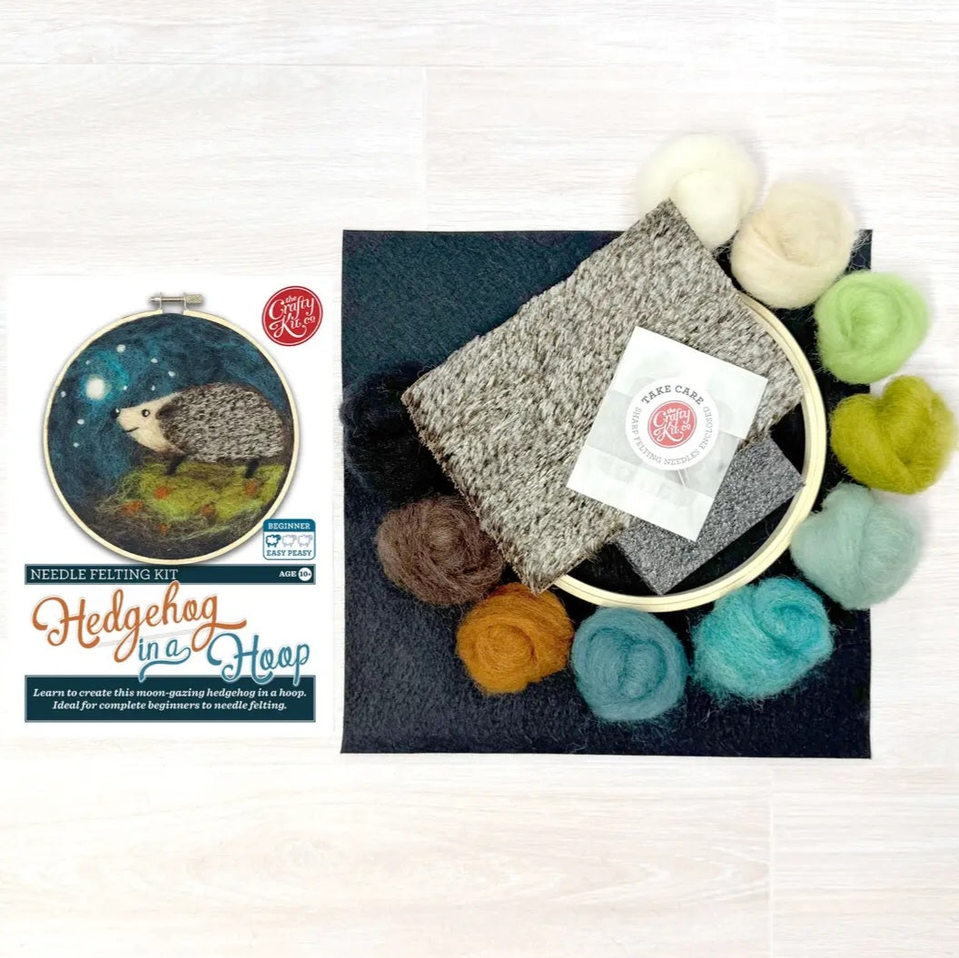 Hedgehog Needle Felting Hoop Kit