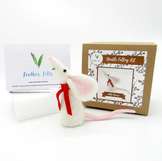 White Mouse Needle Felting Kit