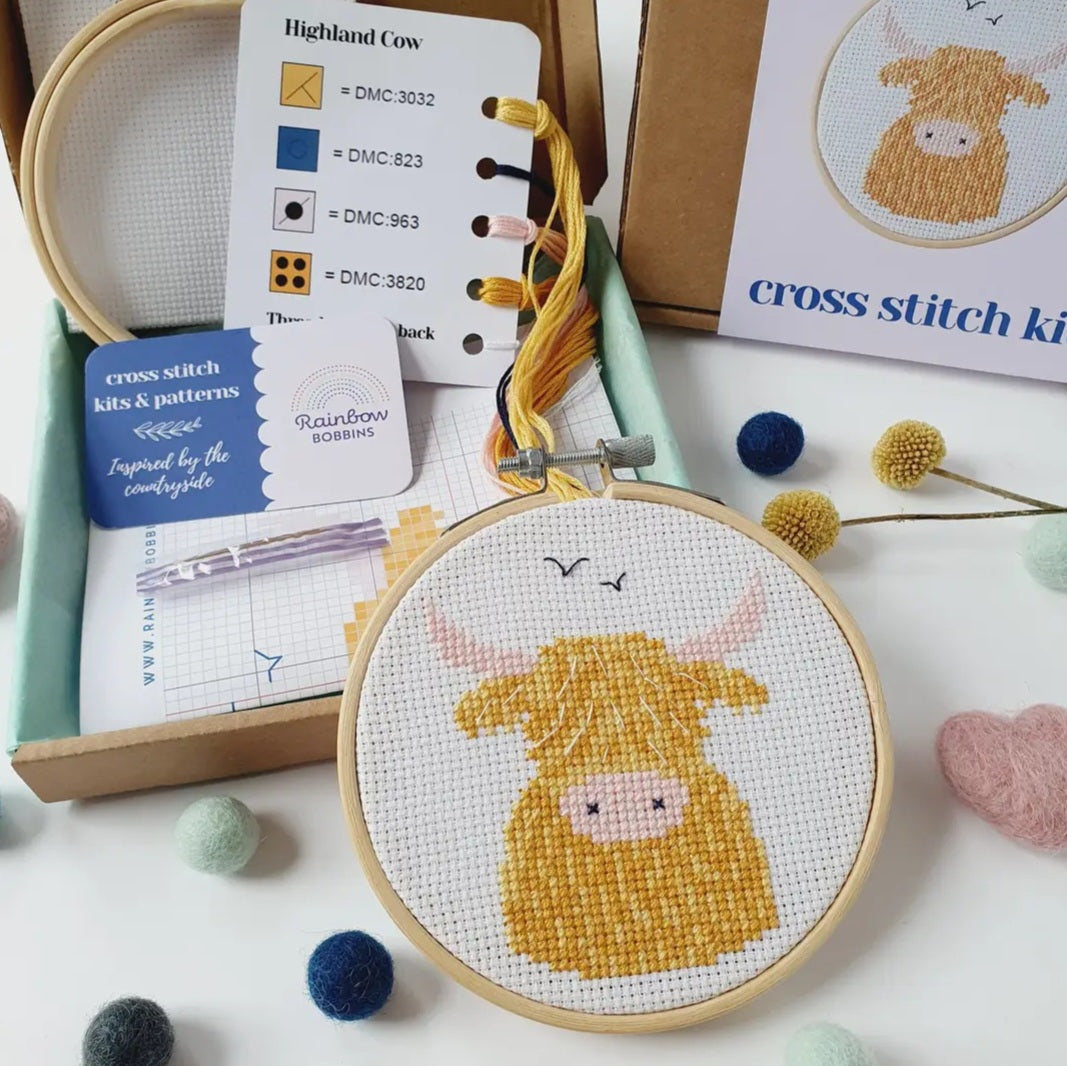 Highland Cow Cross Stitch Kit
