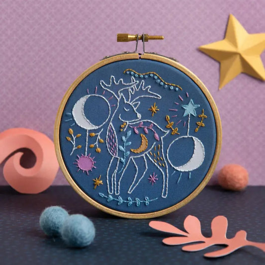 Celestial Deer Embroidery Mini Kit