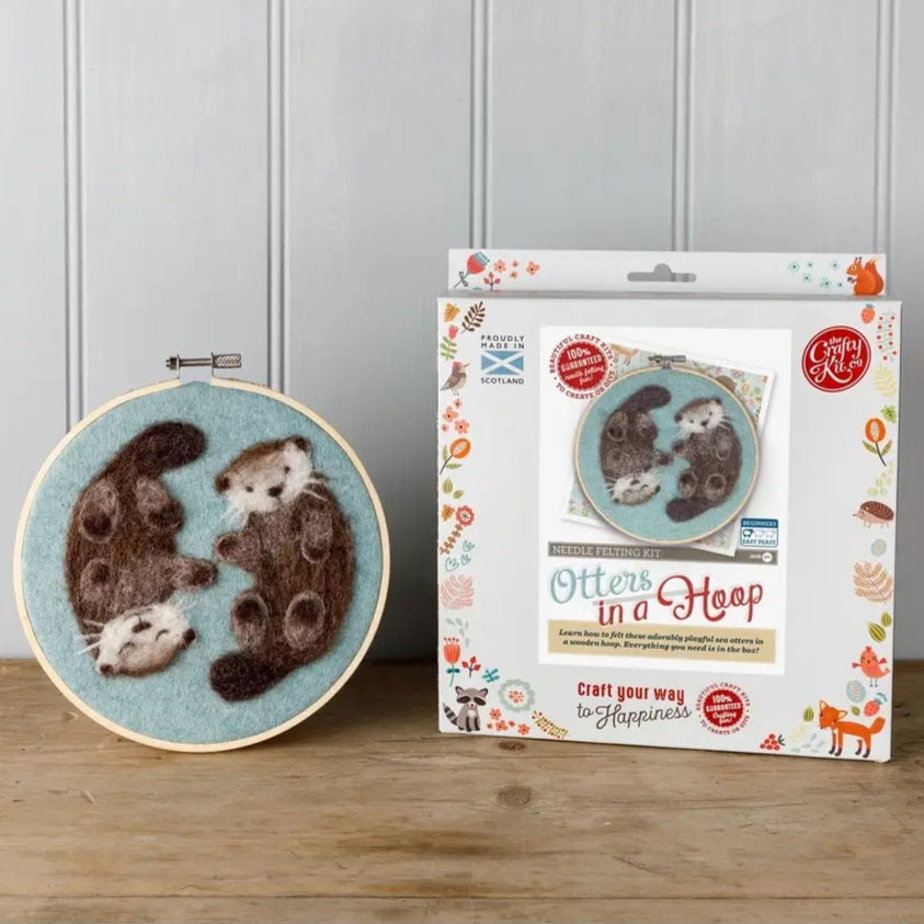 Otters Needle Felting Hoop Kit