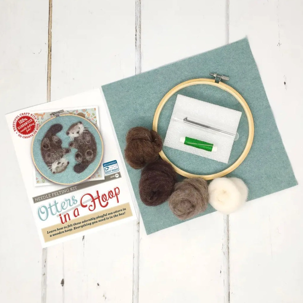 Otters Needle Felting Hoop Kit