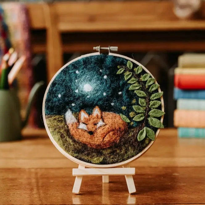 Sleepy Fox Needle Felting Hoop Kit