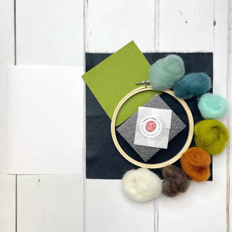 Sleepy Fox Needle Felting Hoop Kit