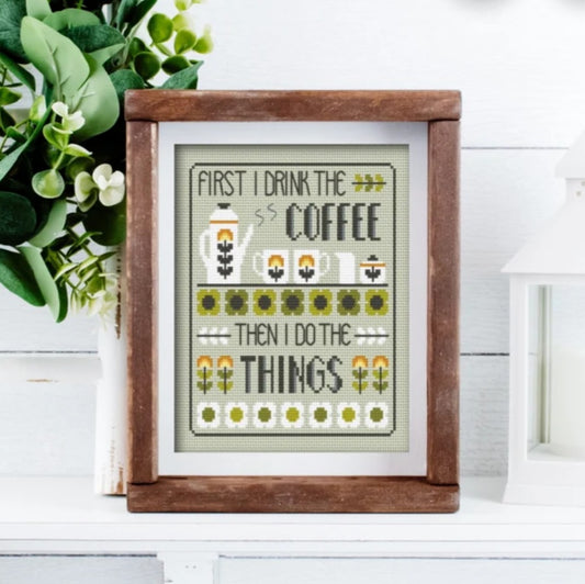 Coffee First Cross Stitch Kit