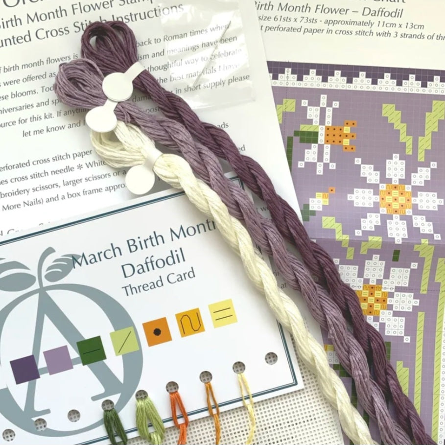March Birth Month Stamp Cross Stitch Kit