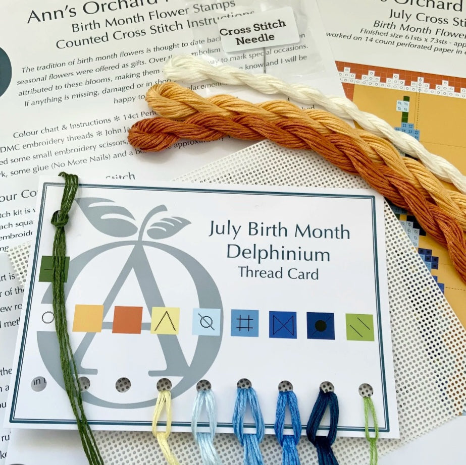 July Birth Month Stamp Cross Stitch Kit
