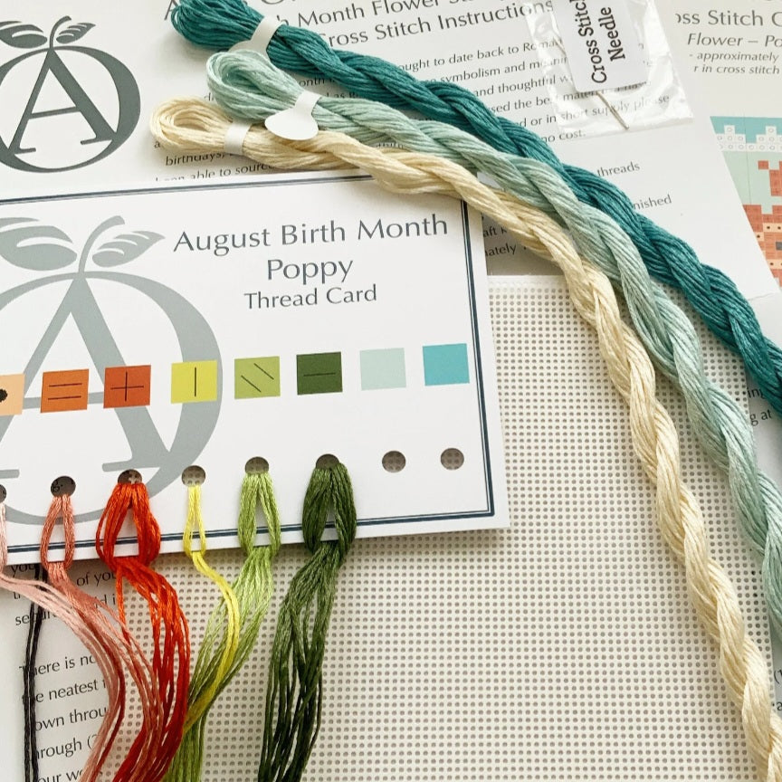 August Birth Month Stamp Cross Stitch Kit