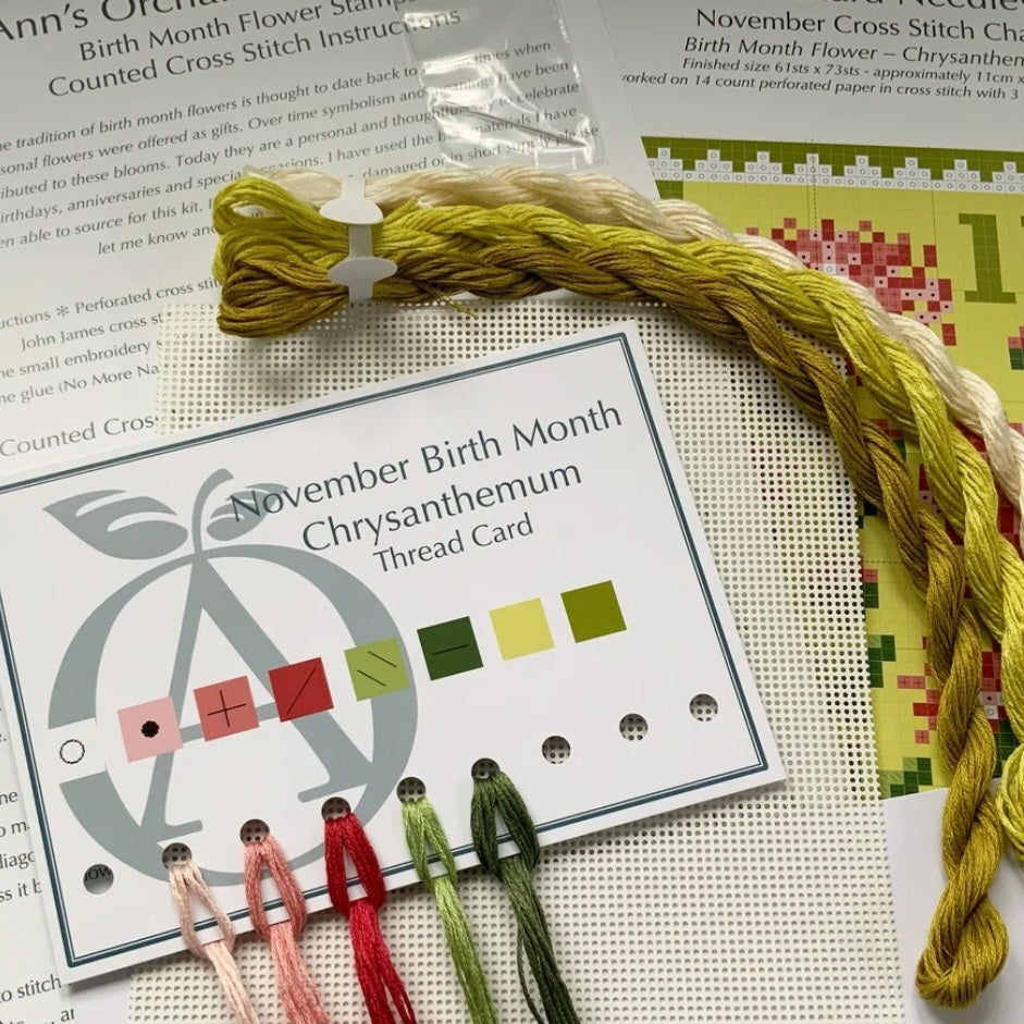 November Birth Month Stamp Cross Stitch Kit